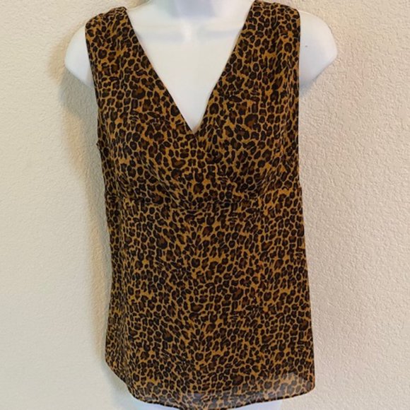New * Clothing Co by Notations * CHIFFON faux WRAP lined ANIMAL TANK * Flowy * M - Picture 1 of 9